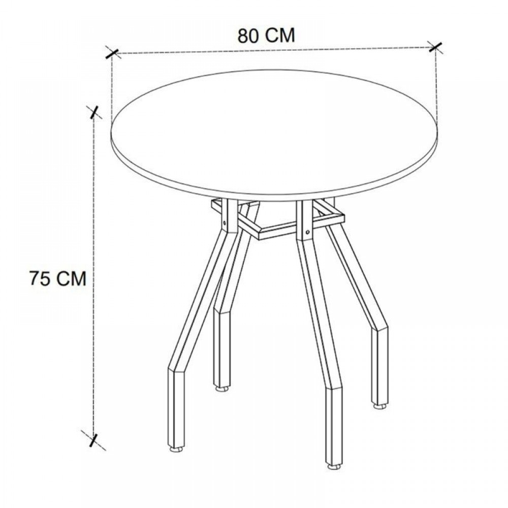 Σετ τραπεζαρία 5τμχ Roma - Viva Megapap χρώμα pine oak - μαύρο Ø80x75εκ.