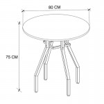 Σετ τραπεζαρία 5τμχ Roma - Viva Megapap χρώμα pine oak - μαύρο Ø80x75εκ.
