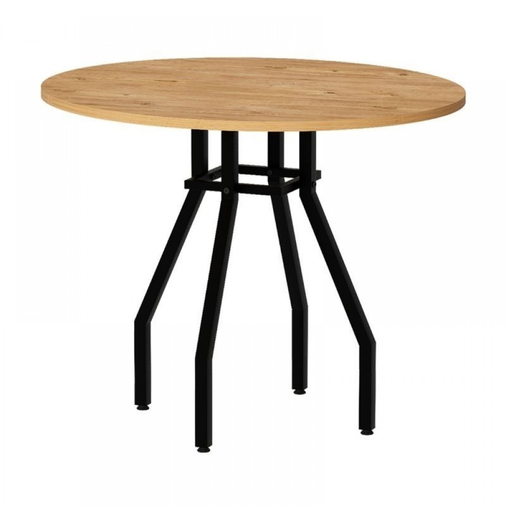 Σετ τραπεζαρία 5τμχ Roma - Rosa Megapap χρώμα pine oak - μαύρο Ø80x75εκ.