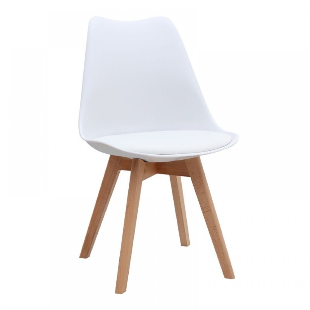 Σετ τραπεζαρία 5τμχ Darlen - Viva Megapap χρώμα sapphire oak - λευκό/φυσικό πόδι 125x72x74εκ.