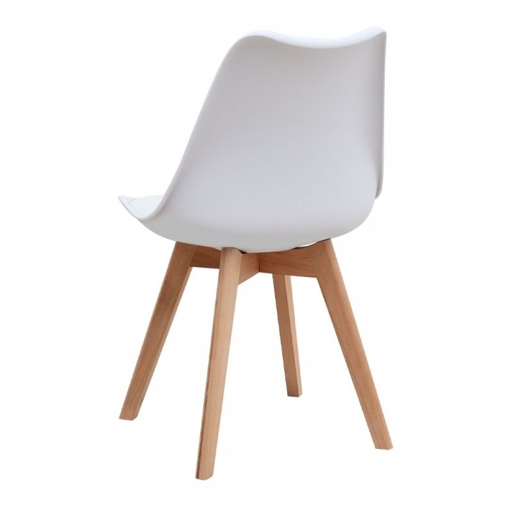 Σετ τραπεζαρία 5τμχ Darlen - Viva Megapap χρώμα sapphire oak - λευκό/φυσικό πόδι 125x72x74εκ.