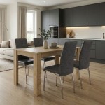 Σετ τραπεζαρία 5τμχ Darlen - Alma Megapap χρώμα sapphire oak - γκρι 125x72x74εκ.