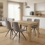 Σετ τραπεζαρία 5τμχ Darlen - Bianca Megapap χρώμα sapphire oak - ανοιχτό μπεζ 125x72x74εκ.