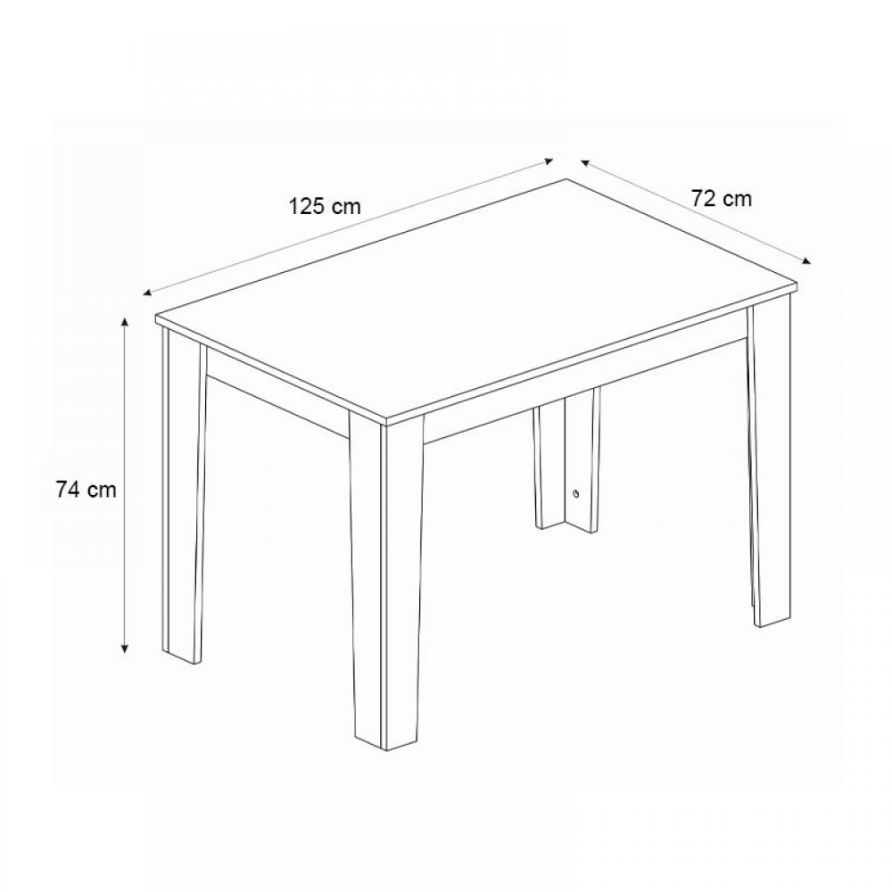 Σετ τραπεζαρία 5τμχ Darlen - Rosa Megapap χρώμα λευκό - μαύρο 125x72x74εκ.