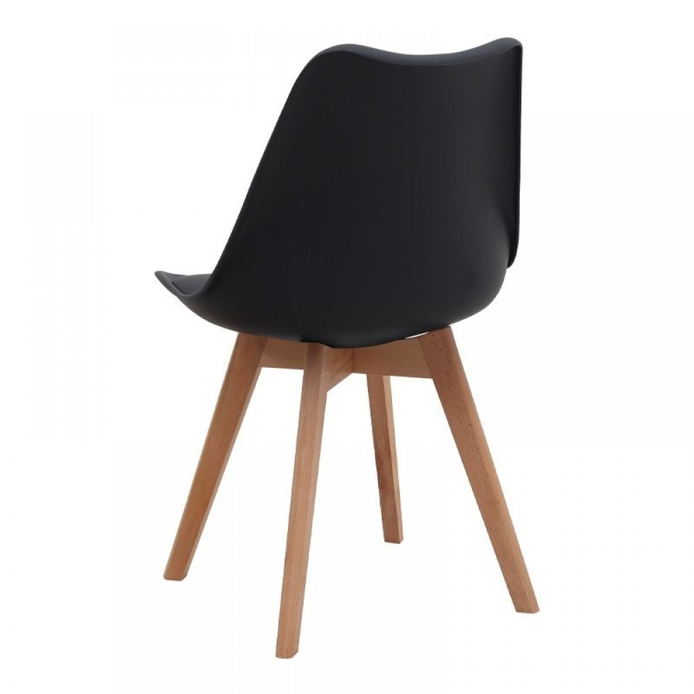 Σετ τραπεζαρία 5τμχ Darlen - Viva Megapap χρώμα καρυδί - μαύρο/φυσικό πόδι 125x72x74εκ.