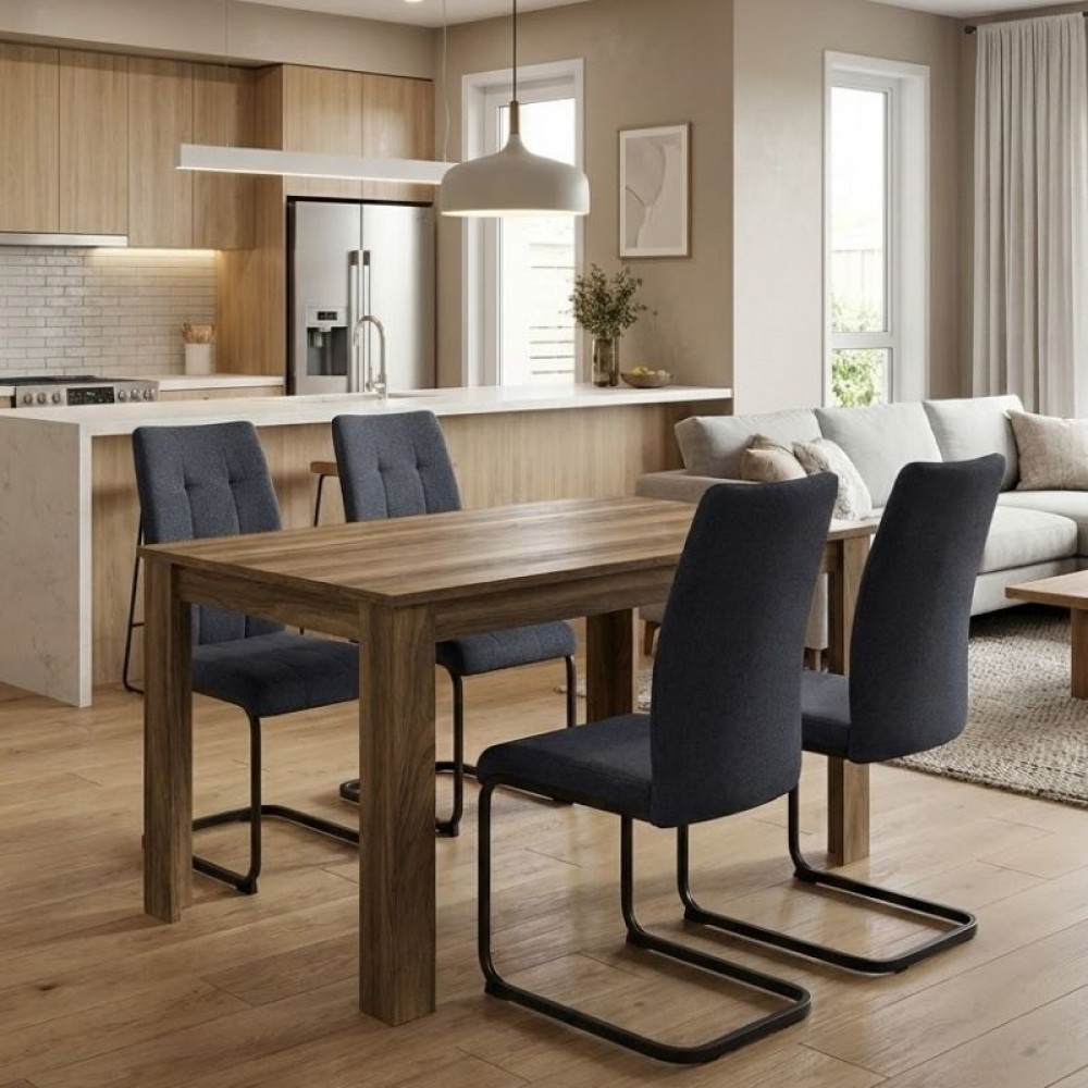 Σετ τραπεζαρία 5τμχ Darlen - Laura Megapap χρώμα καρυδί - ανθρακί 125x72x74εκ.