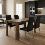 Σετ τραπεζαρία 5τμχ Darlen - Alma Megapap χρώμα καρυδί - μαύρο 125x72x74εκ.