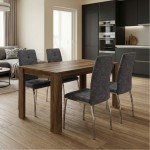 Σετ τραπεζαρία 5τμχ Darlen - Alma Megapap χρώμα καρυδί - γκρι 125x72x74εκ.