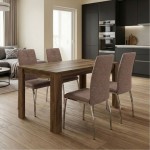 Σετ τραπεζαρία 5τμχ Darlen - Alma Megapap χρώμα καρυδί - μπεζ 125x72x74εκ.