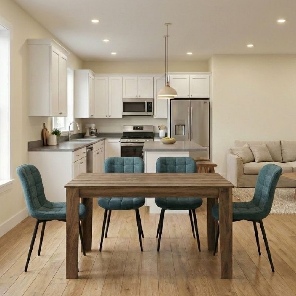 Σετ τραπεζαρία 5τμχ Darlen - Chiara Megapap χρώμα καρυδί - πράσινο 125x72x74εκ.