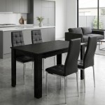 Σετ τραπεζαρία 5τμχ Darlen - Rosa Megapap χρώμα sencron black - μαύρο/χρωμίου πόδι 125x72x74εκ.