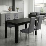 Σετ τραπεζαρία 5τμχ Darlen - Rosa Megapap χρώμα sencron black - γκρι/χρωμίου πόδι 125x72x74εκ.