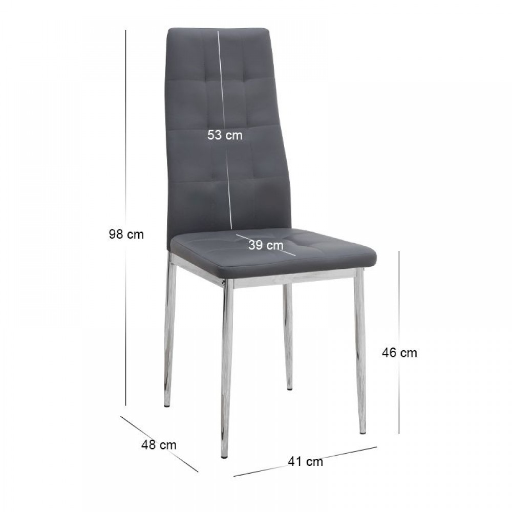 Σετ τραπεζαρία 5τμχ Darlen - Rosa Megapap χρώμα sencron black - γκρι/χρωμίου πόδι 125x72x74εκ.