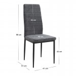 Σετ τραπεζαρία 5τμχ Darlen - Rosa Megapap χρώμα sencron black - γκρι 125x72x74εκ.