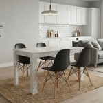 Σετ τραπεζαρία 5τμχ Darlen - Nova Megapap χρώμα λευκό εφέ μαρμάρου - μαύρο 125x72x74εκ.