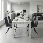 Σετ τραπεζαρία 5τμχ Darlen - Bianca Megapap χρώμα λευκό εφέ μαρμάρου - γκρι 125x72x74εκ.