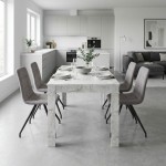 Σετ τραπεζαρία 5τμχ Darlen - Bianca Megapap χρώμα λευκό εφέ μαρμάρου - ανοιχτό μπεζ 125x72x74εκ.