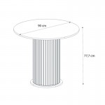 Σετ τραπεζαρία 5τμχ Bohema - Viva Megapap χρώμα ivory/sepet oak - γκρι Ø90x77,7εκ.