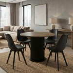 Σετ τραπεζαρία 5τμχ Bohema - Viva Megapap χρώμα μαύρο/sepet oak - μαύρο Ø90x77,7εκ.