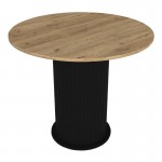 Σετ τραπεζαρία 5τμχ Bohema - Viva Megapap χρώμα μαύρο/sepet oak - μαύρο/φυσικό πόδι Ø90x77,7εκ.