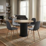 Σετ τραπεζαρία 5τμχ Bohema - Iris Megapap χρώμα μαύρο/sepet oak - γκρι/φυσικό πόδι Ø90x77,7εκ.