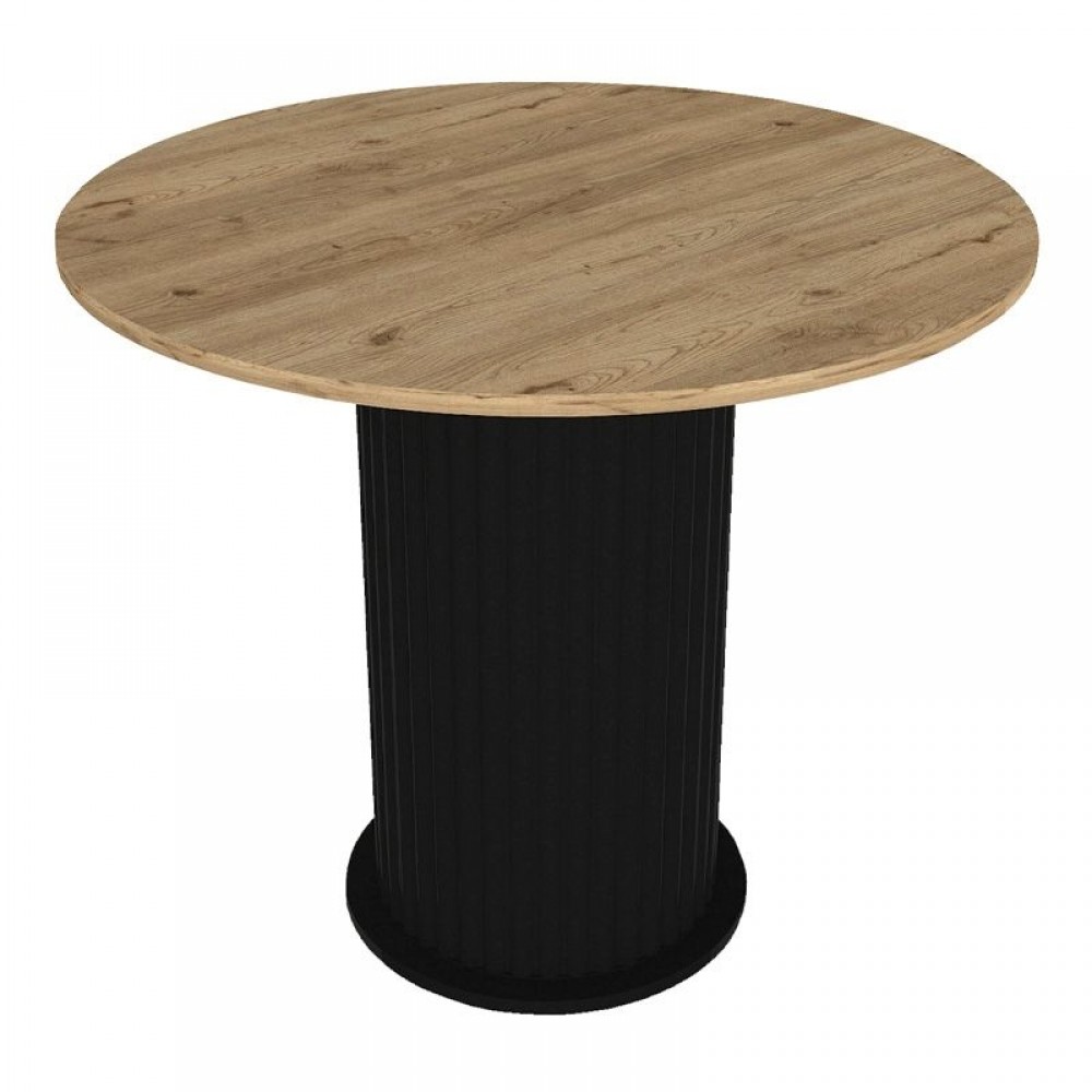 Σετ τραπεζαρία 5τμχ Bohema - Chiara Megapap χρώμα μαύρο/sepet oak - ανθρακί Ø90x77,7εκ.