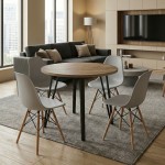 Σετ τραπεζαρία 5τμχ Xana - Nova Megapap χρώμα sepet oak - γκρι Ø90x77,5εκ.