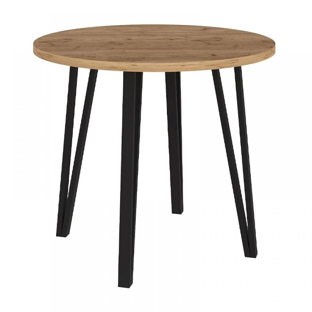 Σετ τραπεζαρία 5τμχ Xana - Nova Megapap χρώμα sepet oak - γκρι Ø90x77,5εκ.