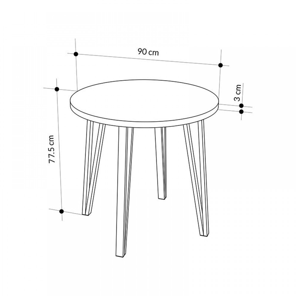 Σετ τραπεζαρία 5τμχ Xana - Viva Megapap χρώμα sepet oak - γκρι Ø90x77,5εκ.