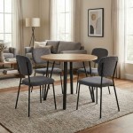 Σετ τραπεζαρία 5τμχ Xana - Kevin Megapap χρώμα sepet oak - γκρι Ø90x77,5εκ.