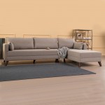 Γωνιακός καναπές Bella Megapap δεξιά γωνία υφασμάτινος χρώμα κρεμ 275x165x85εκ.