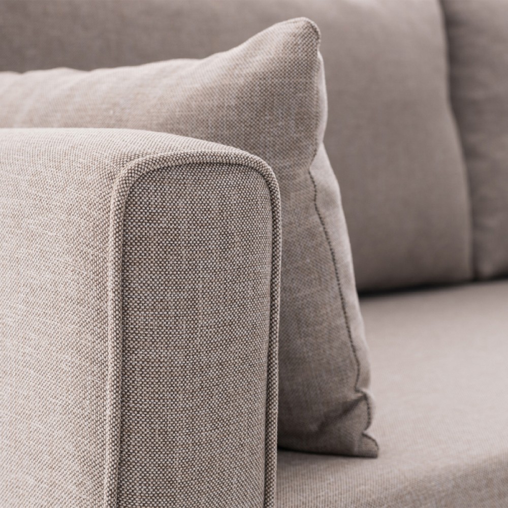 Γωνιακός καναπές Bella Megapap δεξιά γωνία υφασμάτινος χρώμα κρεμ 275x165x85εκ.