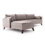 Γωνιακός καναπές Bella Megapap αριστερή γωνία υφασμάτινος χρώμα κρεμ 275x165x85εκ.