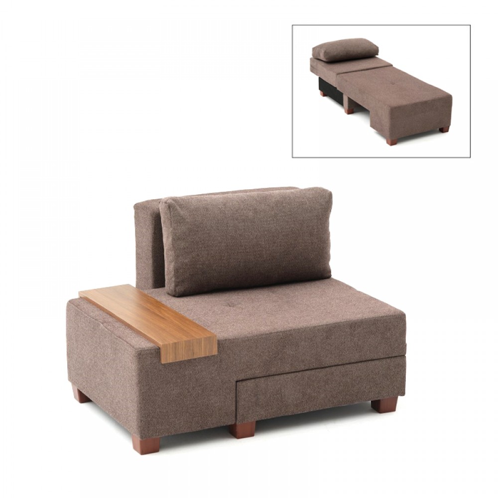 Πολυθρόνα - κρεβάτι Perenna Megapap υφασμάτινη χρώμα καφέ 116x93x83εκ.