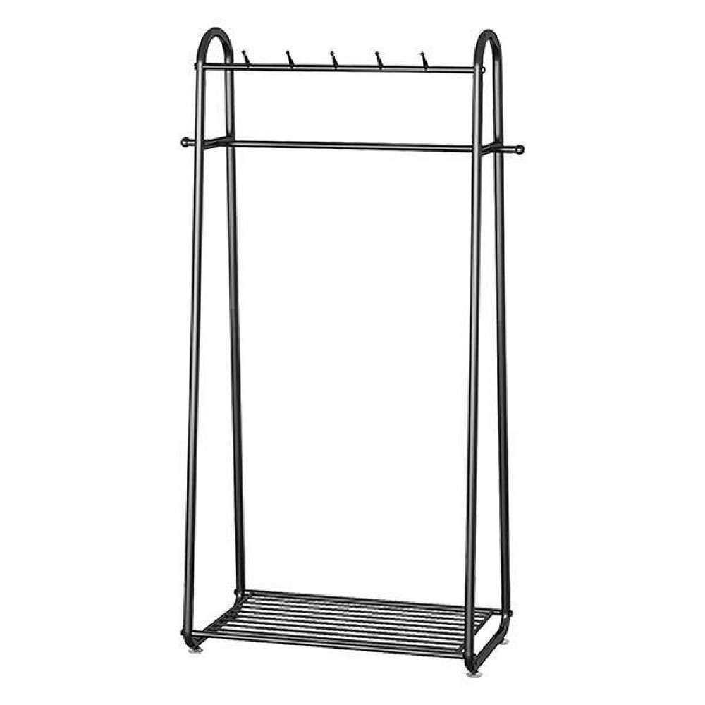 Κρεμάστρα με ράγα μεταλλική μαύρη Υ174x80x35εκ.