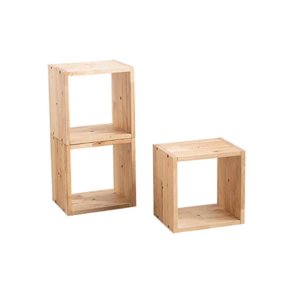 Τετράγωνα ράφια Nextdeco Natural μασίφ ξύλο σετ 3 τεμαχίων 30x30xΒ24εκ.