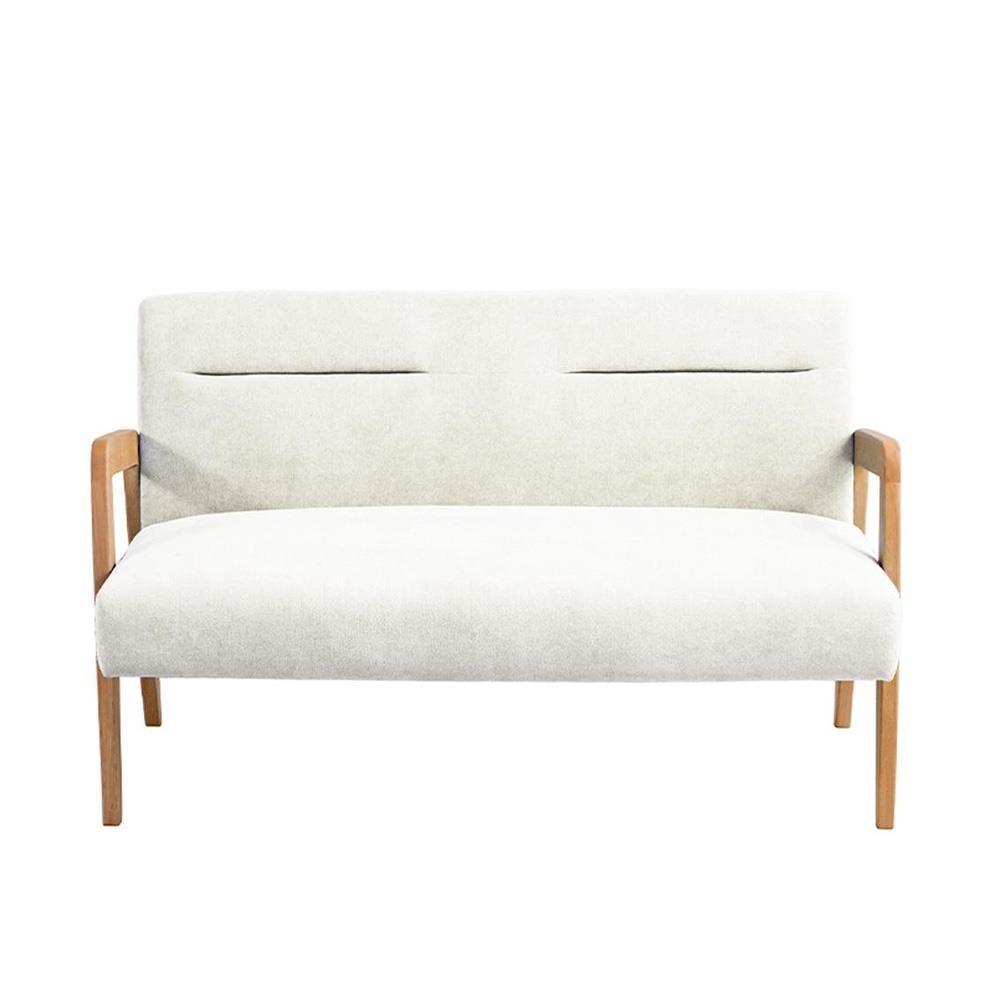 Καναπές διθέσιος Nextdeco Natural μασίφ ξύλο λευκός Υ78,5x127,6x72,5εκ.