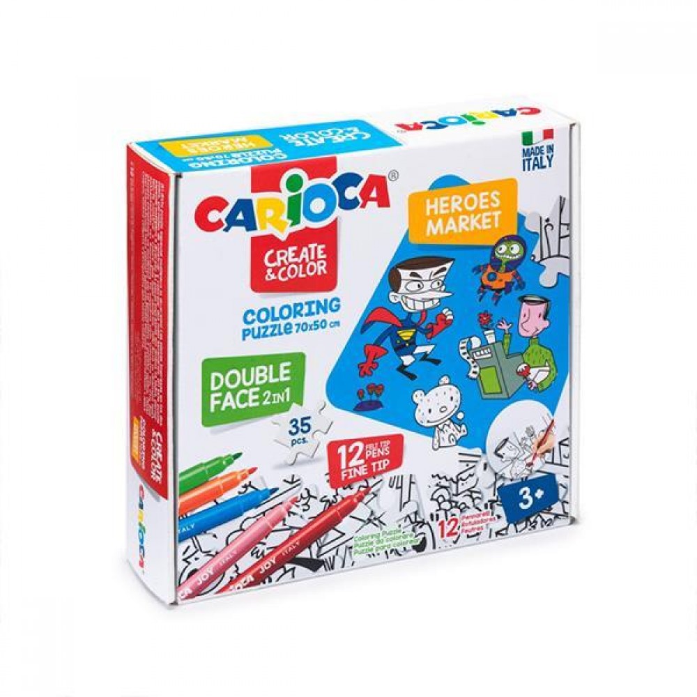 Carioca Puzzle 2σε1 χρωματίζω "Heros - Market" 35 τεμ. 70x35εκ.