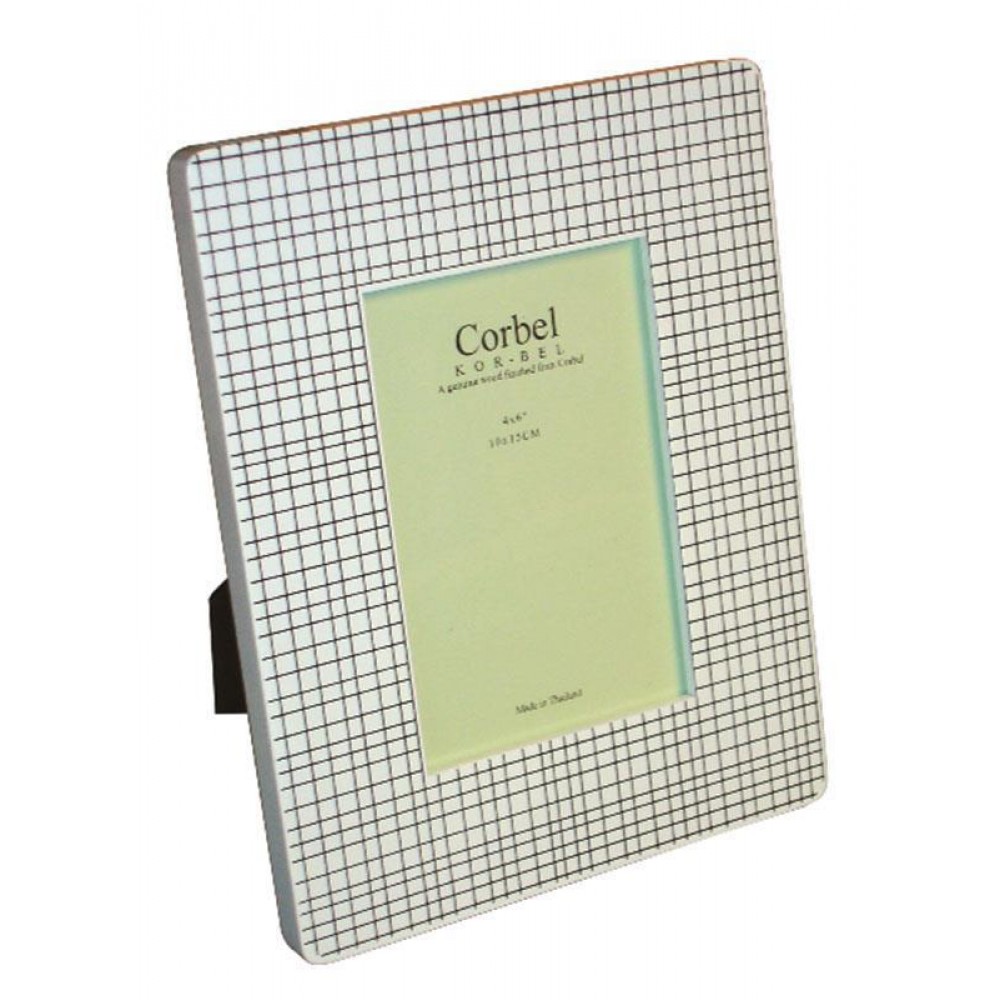 Κορνίζα ξύλινη άσπρο-μαύρο για φωτό 10x15εκ.