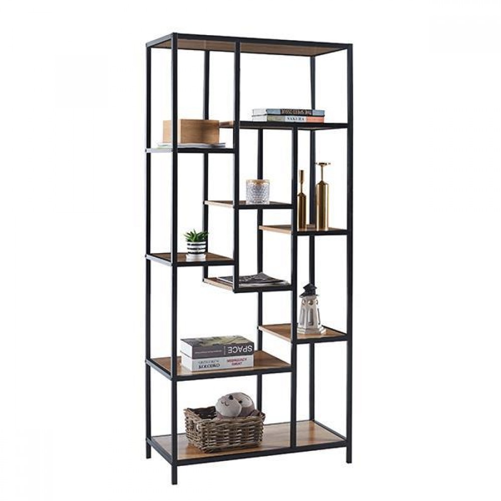 Ραφιέρα Nextdeco μεταλλικός σκελετός και ξύλινα ράφια Υ180x80x40εκ.