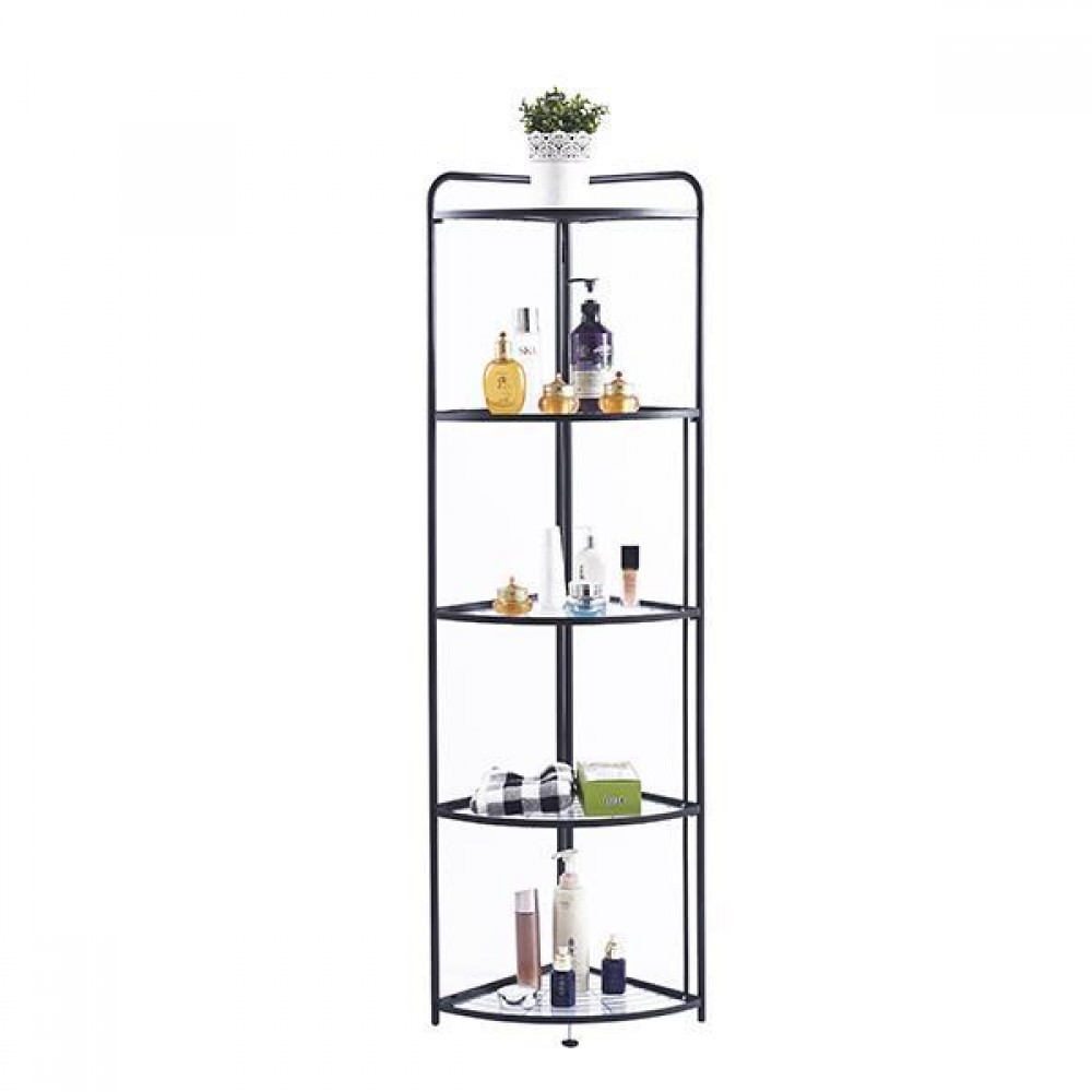 Ραφιέρα γωνιακή πτυσσόμενη Nextdeco με 5 ράφια μαύρη Υ156x35x38εκ.