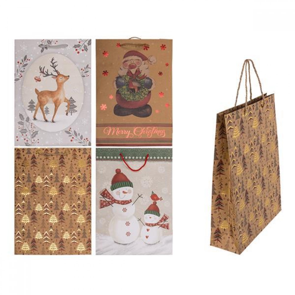 Χάρτινες τσάντες χριστουγεννιάτικες Warm Christmas Υ34,5x25x8,5εκ.