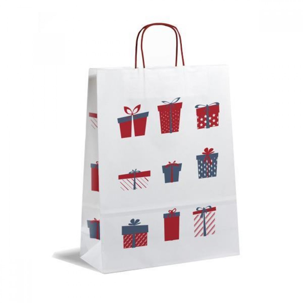 Next χάρτινη τσάντα "Christmas white" Υ22x18x8εκ.