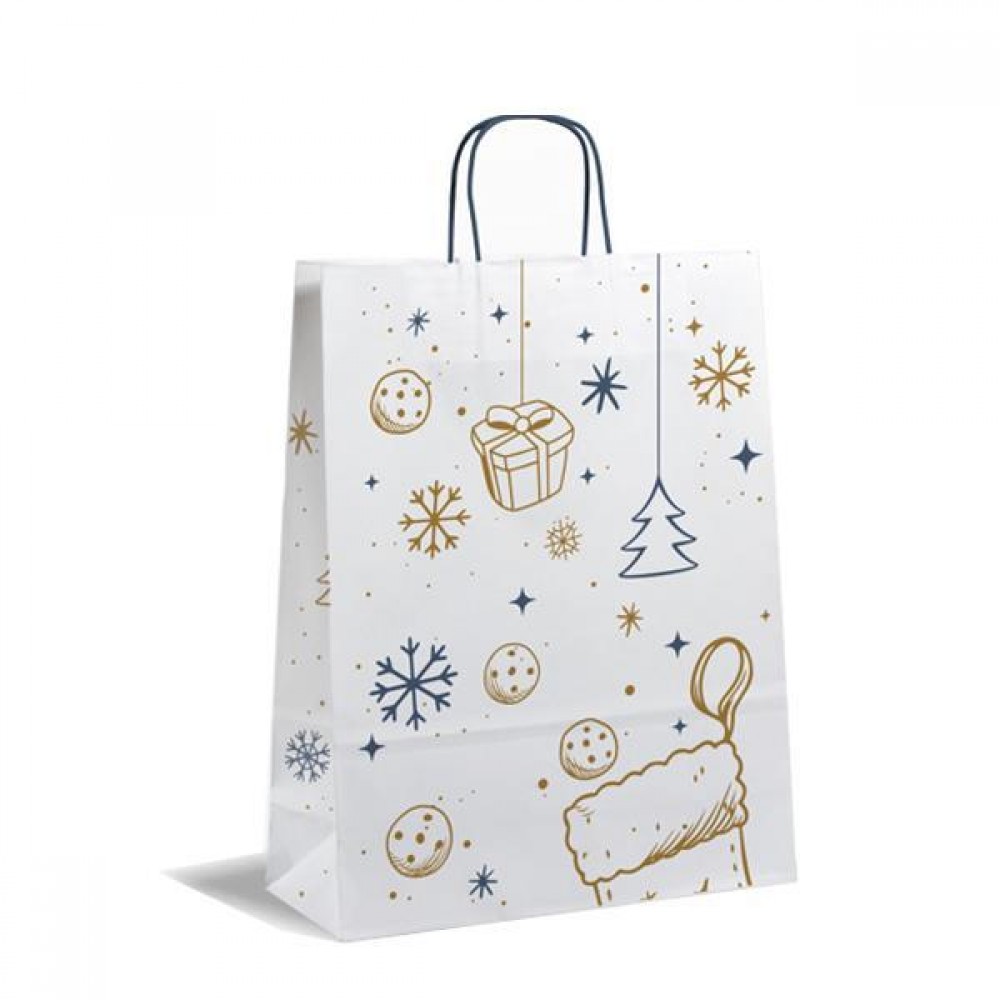 Next χάρτινη τσάντα "Christmas white" Υ35x26x12εκ.