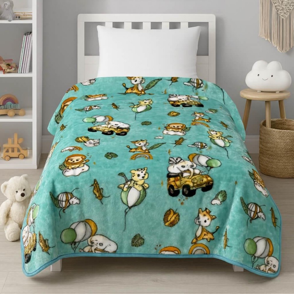Κουβέρτα παιδική happy zoo βελουτέ από 100% polyester 150x220εκ.