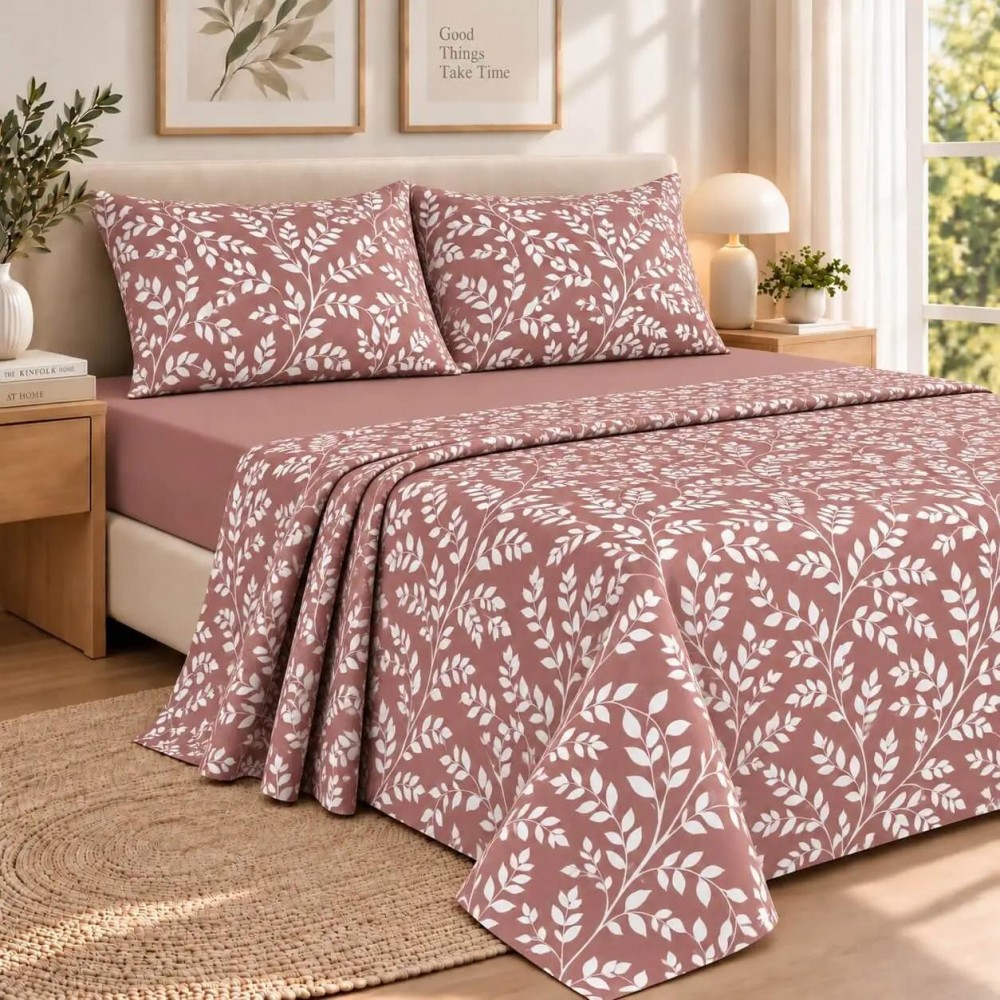 Σετ υπέρδιπλα σεντόνια Irida dusty rose από 100% βαμβάκι 245x260εκ.