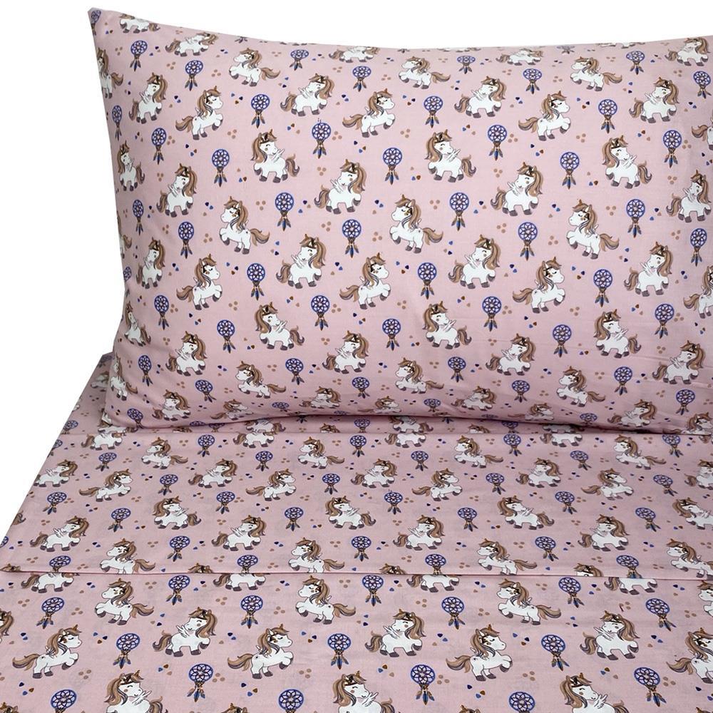 Σετ παιδικά σεντόνια μονά unicorn από 100% βαμβάκι 175x260εκ.