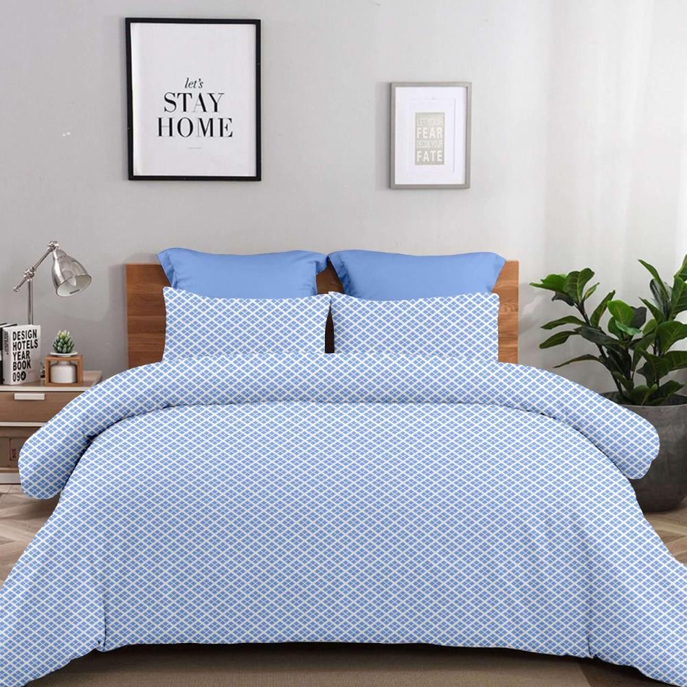 Σετ σεντόνια μονά Claudia μπλε από 100% βαμβάκι 175x260εκ.