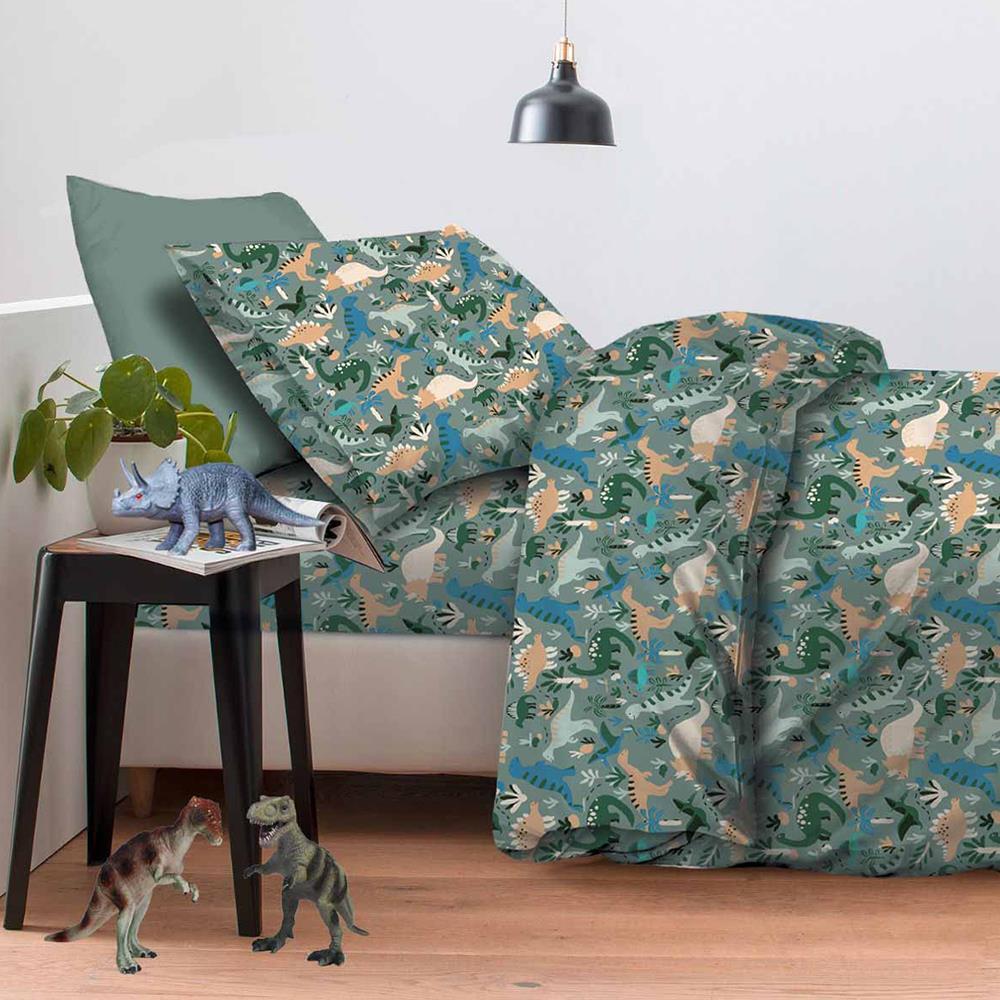 Σετ παιδικά σεντόνια μονά dinosaurs από 100% βαμβάκι 170x260εκ.