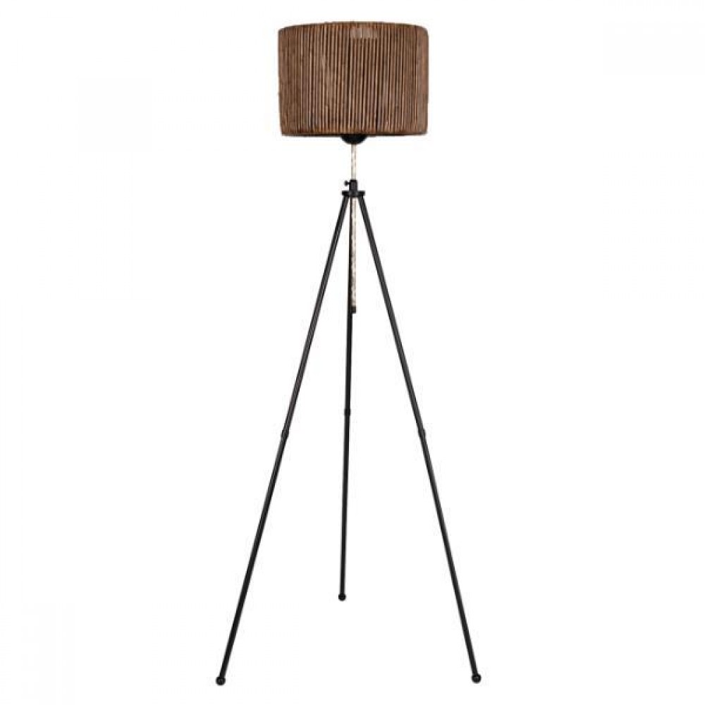 Φωτιστικό δαπέδου μεταλλική βάση μπαμπού καπέλο ⌀30xY165 εκ.